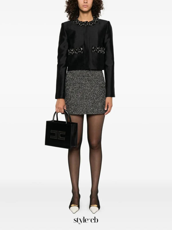 michaelia rhinestones embellished jacket in black