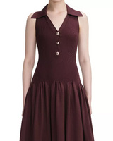 meredith Ribbed Midi Dress in brick red