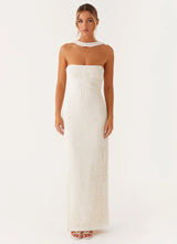 halter strapless slit Maxi Dress in Ivory