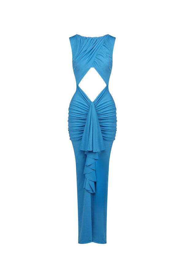 lily Drape Disconnect Tank maxi Dress in blue