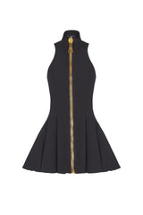 carol black halterneck dress in grain de poudre wool