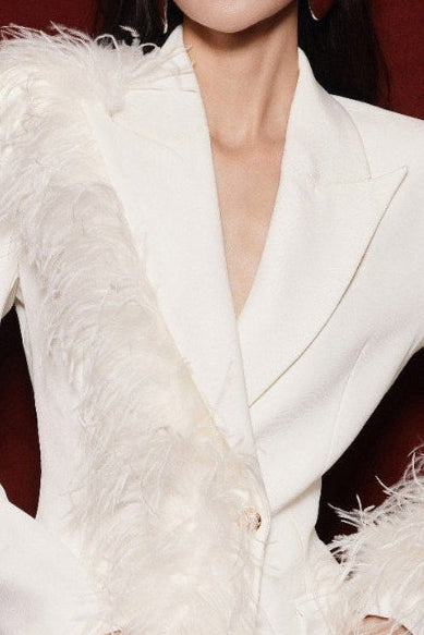amelia Feather blazer in white