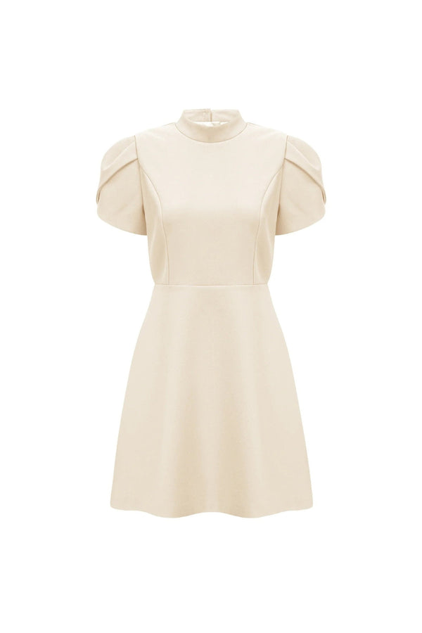 basia Petal Sleeve Cut Out Bow Mini Dress in white