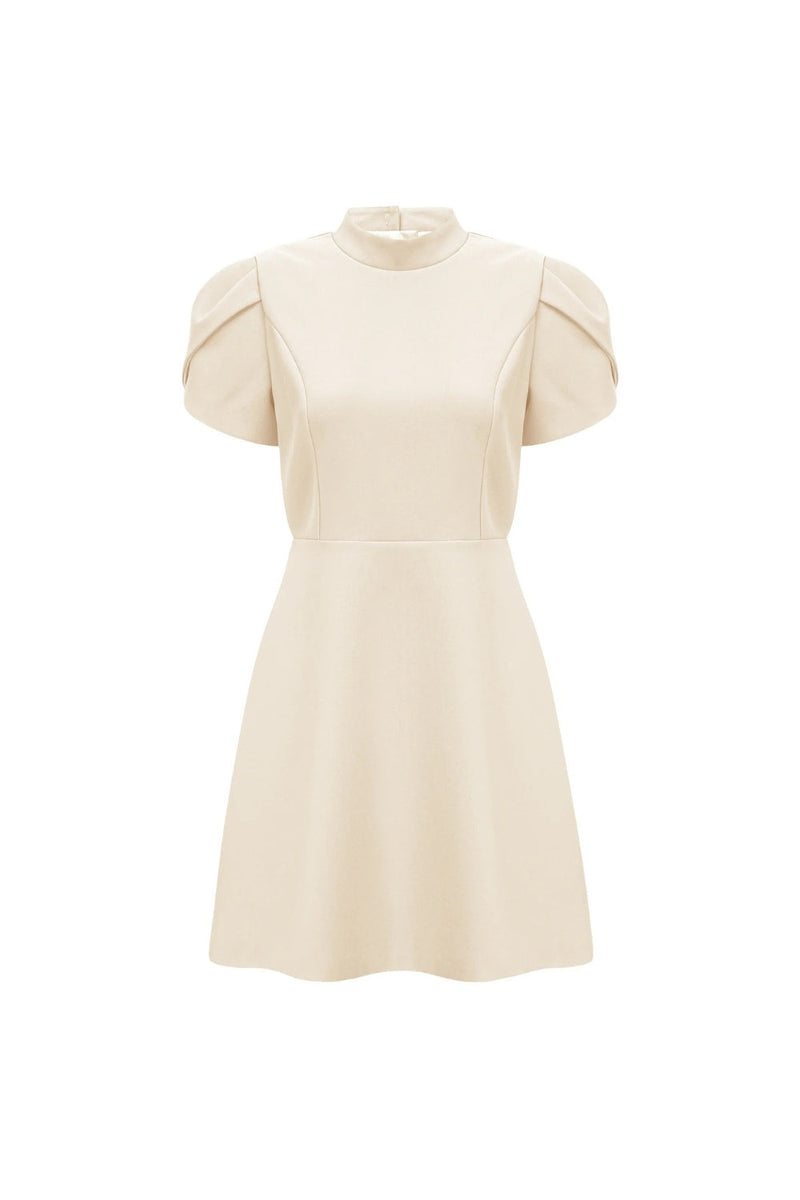 basia Petal Sleeve Cut Out Bow Mini Dress in white