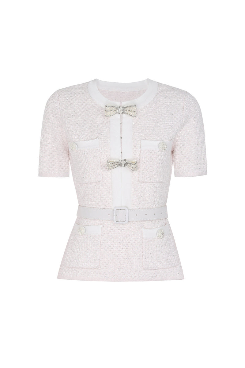 vicky Cream Sequin Knit Top