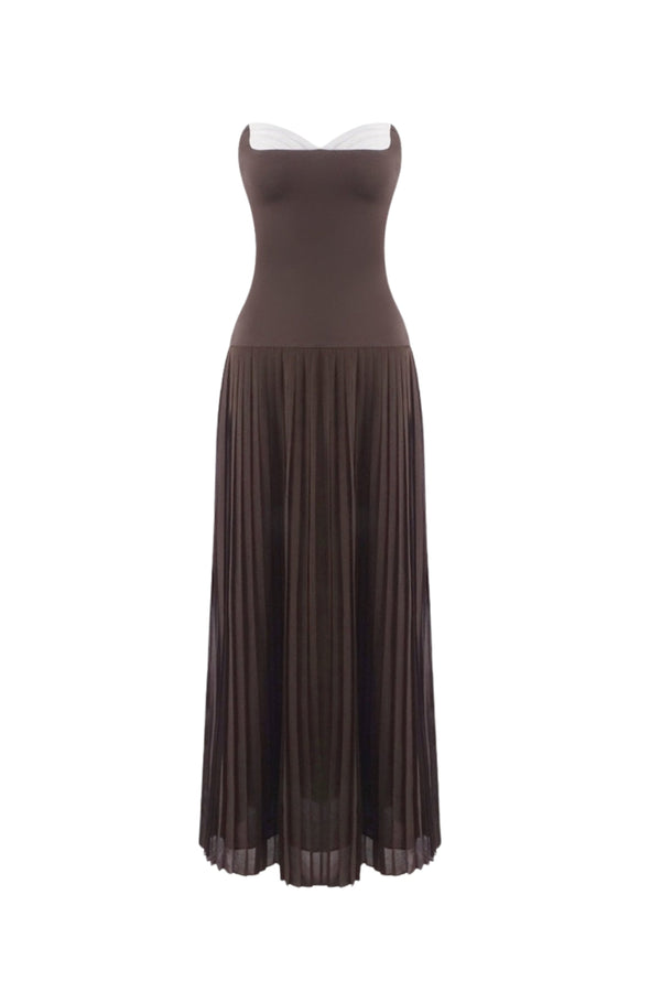 margueriteStrapless Pleated Maxi Dress
