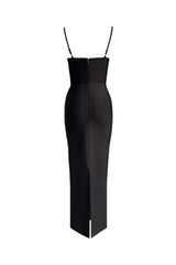 rita Rhinestone Bandage maxi dress in black