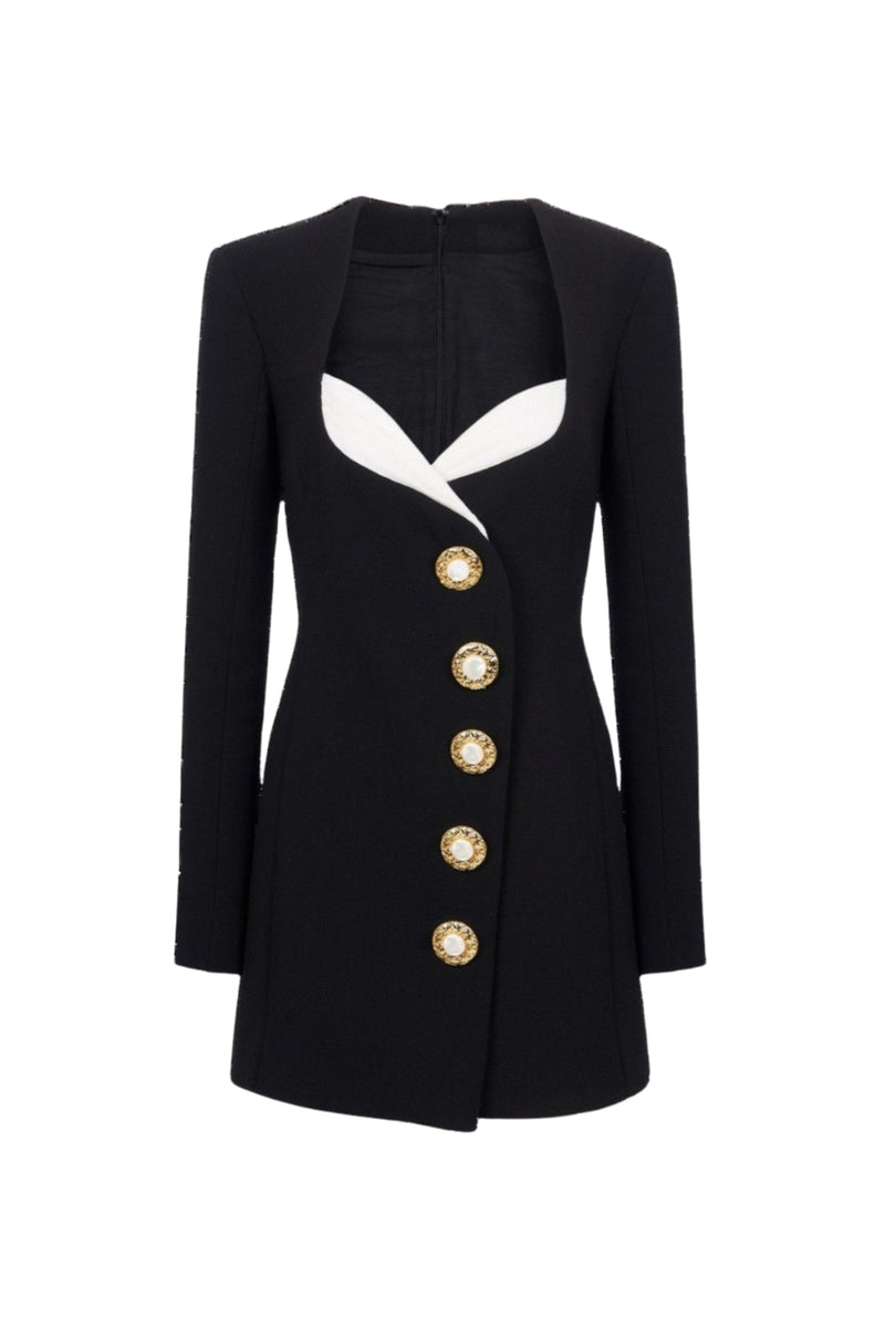 evelyn Asymmetric Buttoned Mini Dress