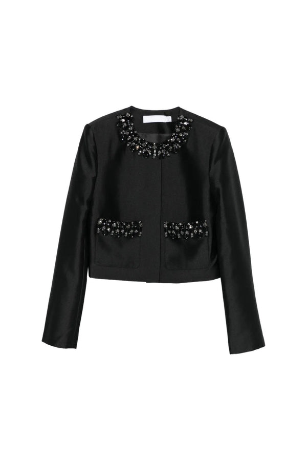 michaelia rhinestones embellished jacket in black