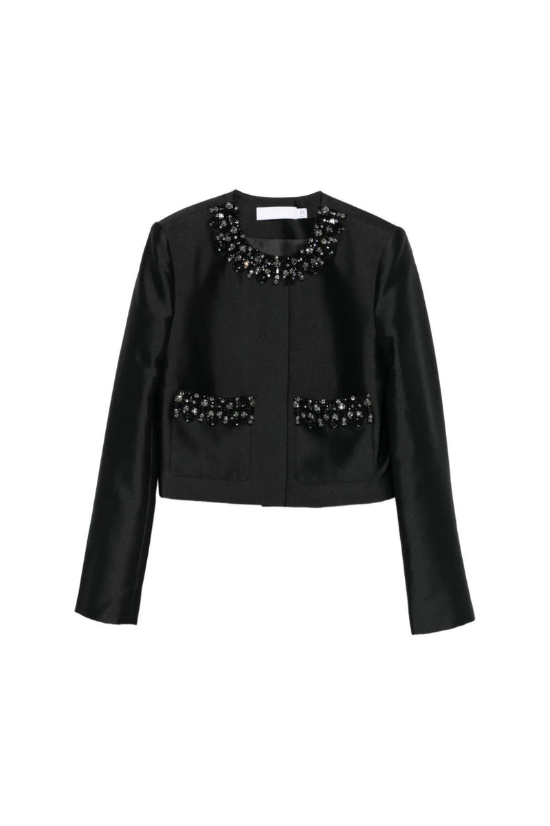 michaelia rhinestones embellished jacket in black