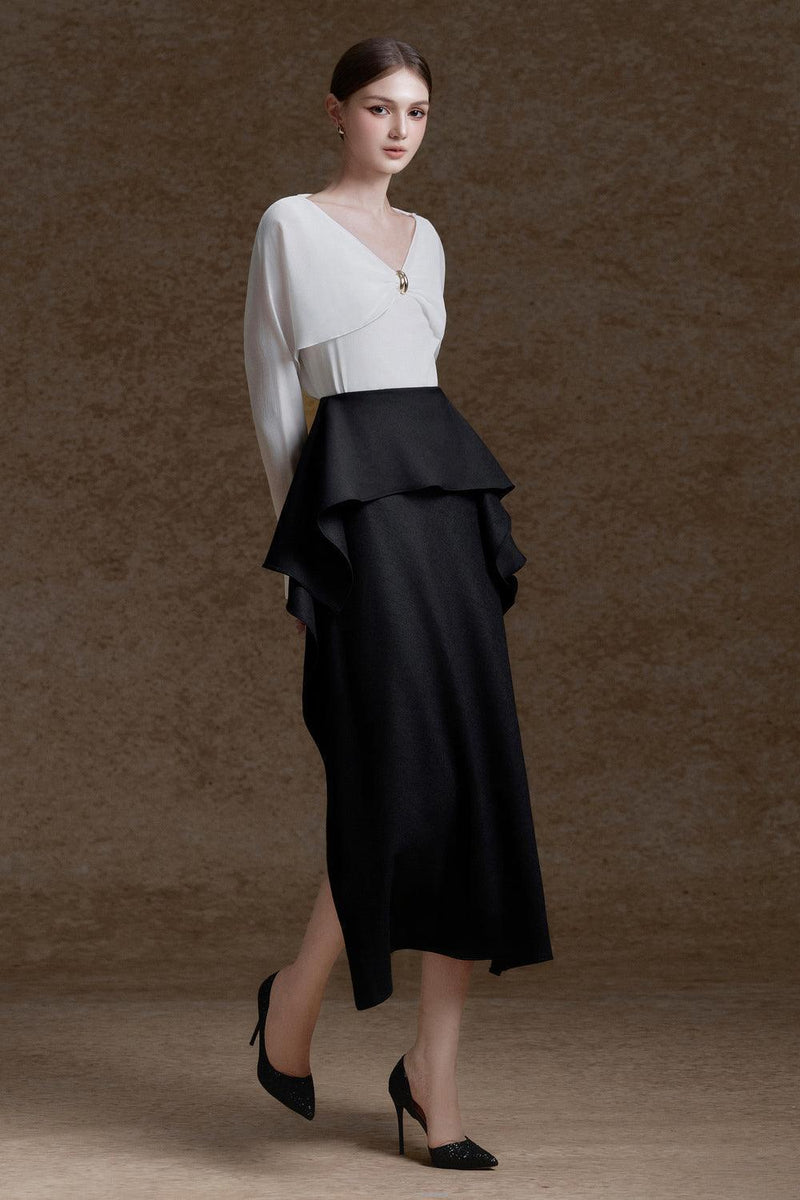 Nelly Straight Ruffled Melani Midi Skirt