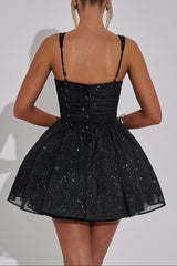 jacqueline Mini Dress - Black Sparkle