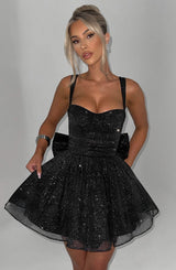 jacqueline Mini Dress - Black Sparkle