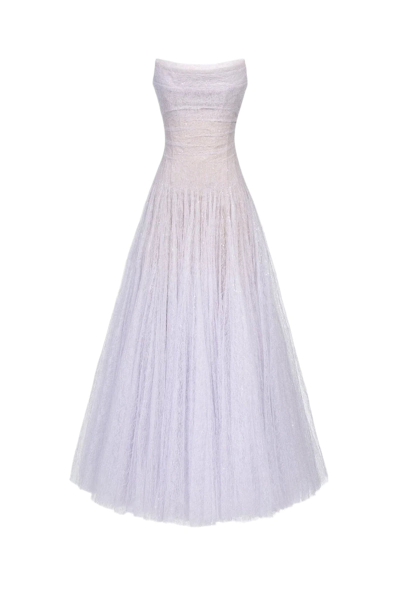 carol Draped Lace Maxi Dress in Violet