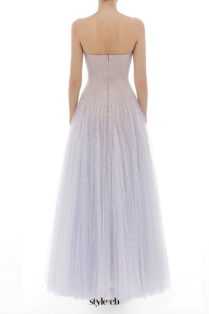 carol Draped Lace Maxi Dress in Violet