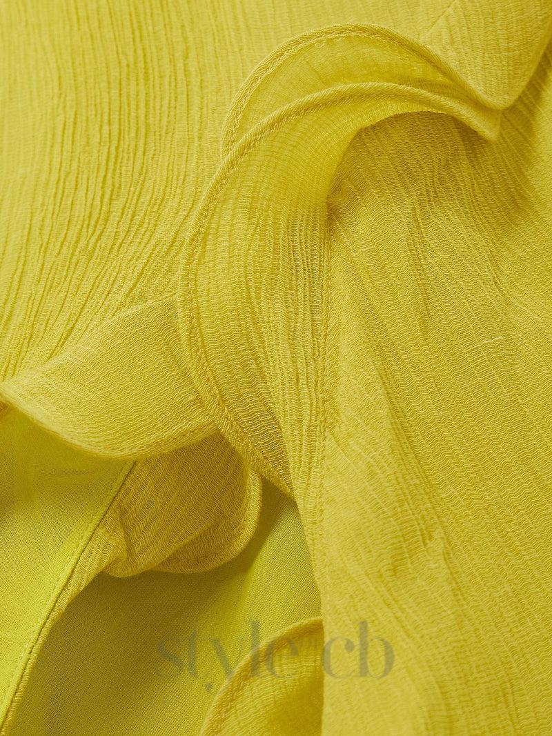 TABITHA YELLOW ONE-SHOULDER ASYMMETRIC CUTOUT GOWN