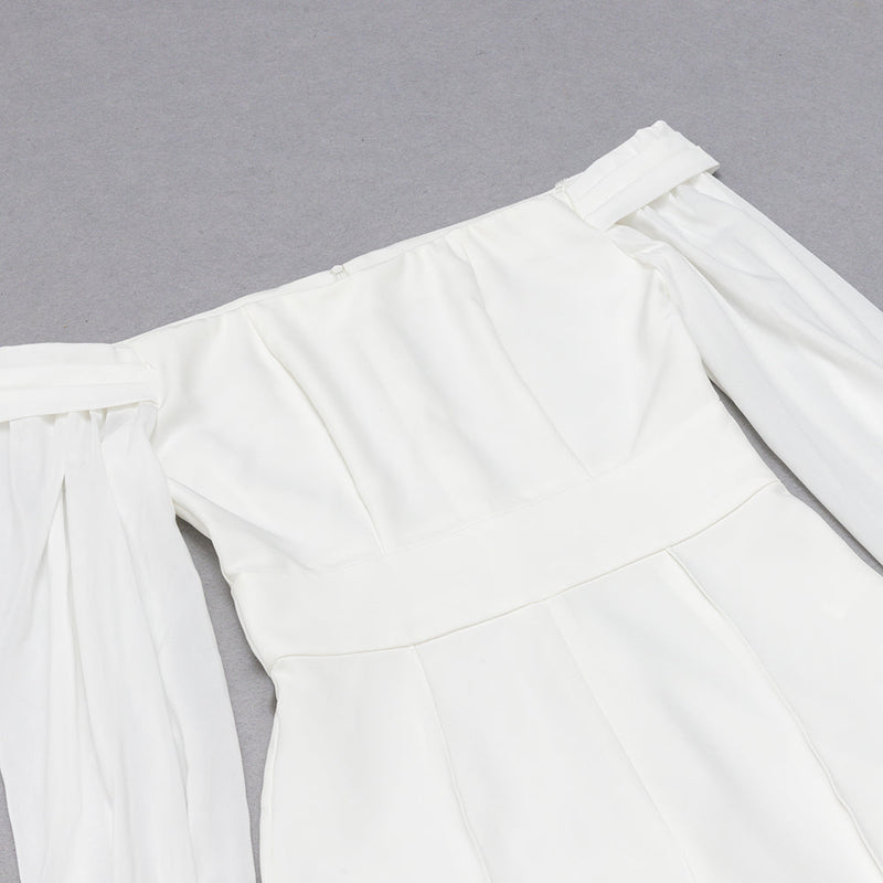 STRAPLESS LONG SLEEVES JUMPSUIT IN WHITE styleofcb 