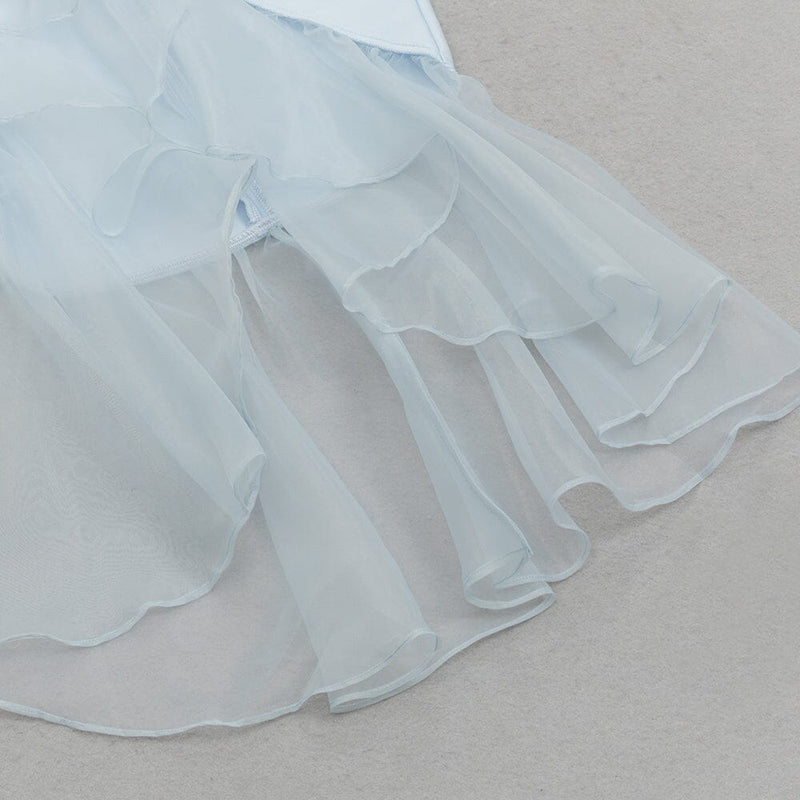 BANDAGE ONE-SHOULDER MIDI DRESS IN LIGHT BLUE styleofcb 