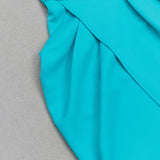 OFF SHOULDER HEM SLIT MIDI DRESS IN AZURE DRESS sis label 