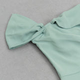 ONE SHOULDER RUCHED MIDI DRESS IN MINT DRESS sis label 