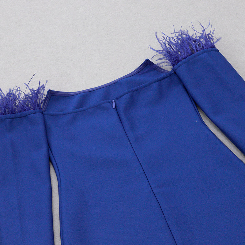 LONG SLEEVES STRAPLESS MIDI DRESS IN BLUE styleofcb 