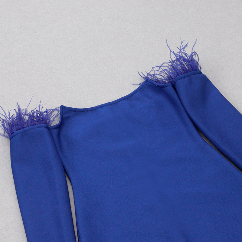 LONG SLEEVES STRAPLESS MIDI DRESS IN BLUE styleofcb 