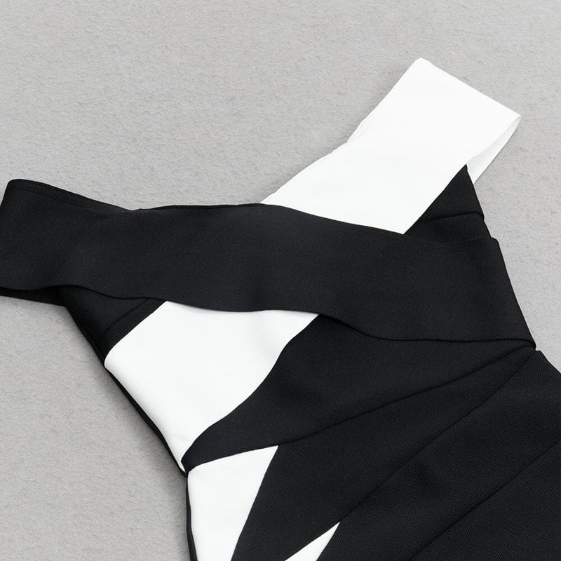 ASYMMETRIC RIB COLOURBLOCK MINI DRESS styleofcb 