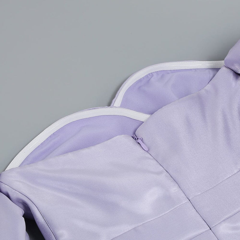 SATIN PUFF SLEEVE MINI DRESS IN LIGHT PURPLE styleofcb 