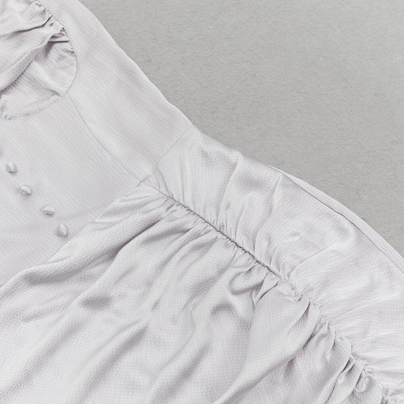 SATIN RUCHED DRESS IN GREY styleofcb 