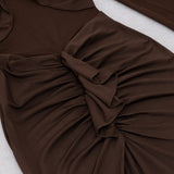 MESH LONG SLEEVE MAXI DRESS IN COFFEE styleofcb 