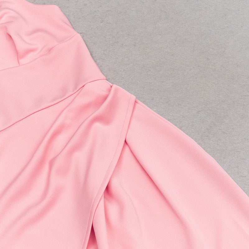 SATIN STRAPY SPLIT MIDI DRESS IN PINK-styleofcb
