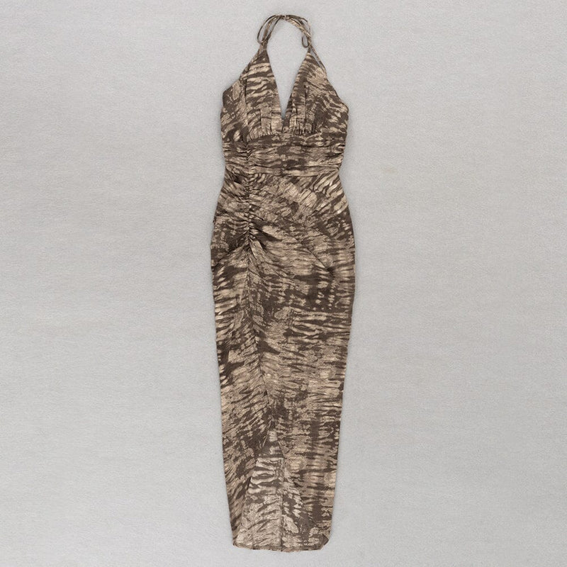 OFF SHOULDER MAXI STRIPE DRESS IN BROWN DRESS styleofcb 