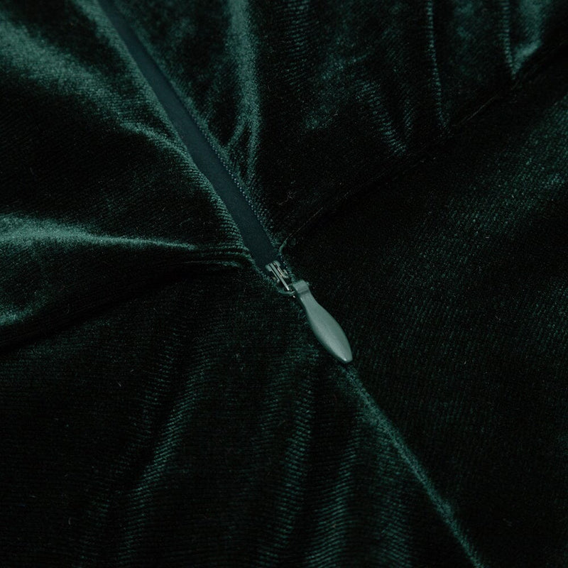 VELVET ONE-LINE SHOULDER HIGH SLIT DRESS IN DARK GREEN styleofcb 