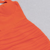 MESH RUCHED MIDI DRESS IN ORANGE styleofcb 