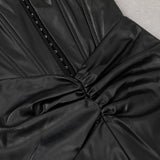 LEATHER STRAPLESS MIDI DRESS IN BLACK styleofcb 