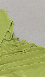 CUT OUT RUCHED MIDI DRESS IN GREEN DRESS styleofcb 