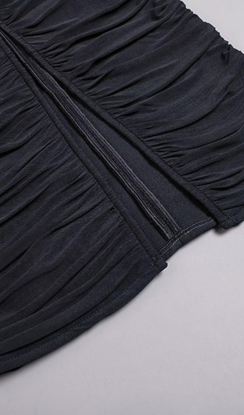 RUCHED STRAPLESS MIDI DRESS IN BLACK styleofcb 