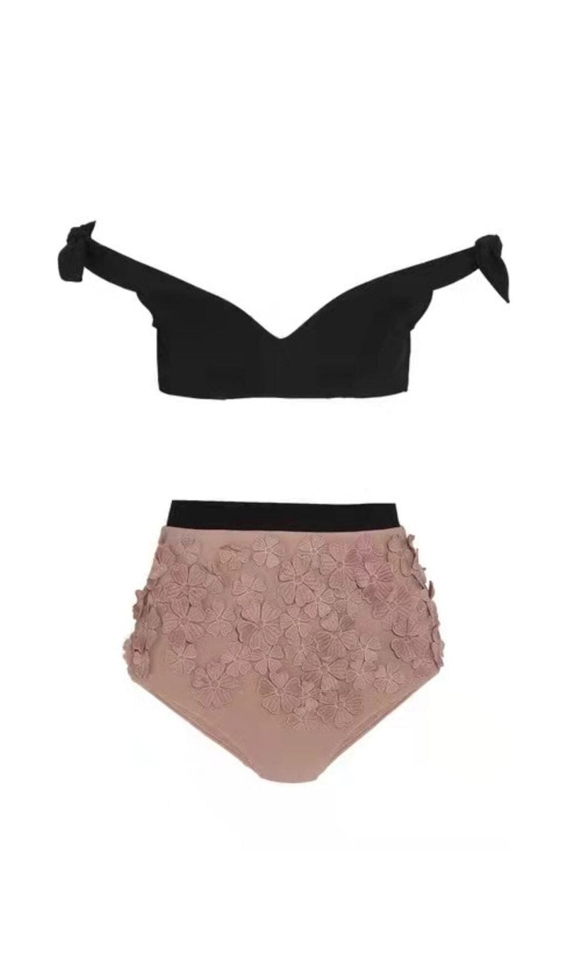 PINK EMBOSSED FLOWER SWIMSUIT Swimwear Oh CICI 