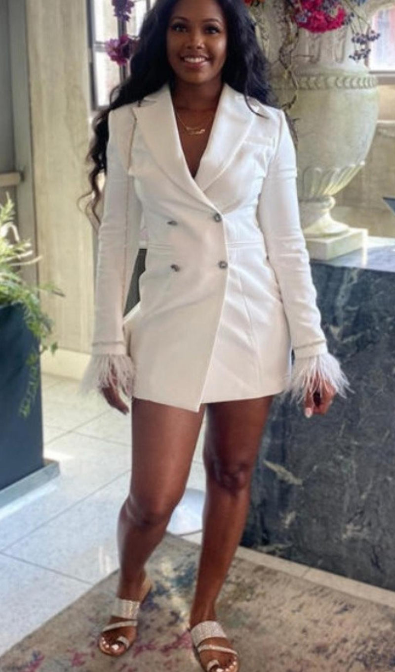 FEATHER BACKLESS SUIT MINI DRESS Dresses styleofcb 