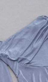 GREY-BLUE OFF SHOULDER MIDI DRESS styleofcb 