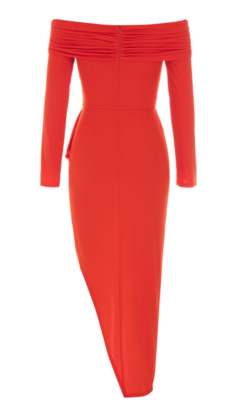 OFF SHOULDER LONG SLEEVE IRREGULAR IN ORANGE styleofcb 