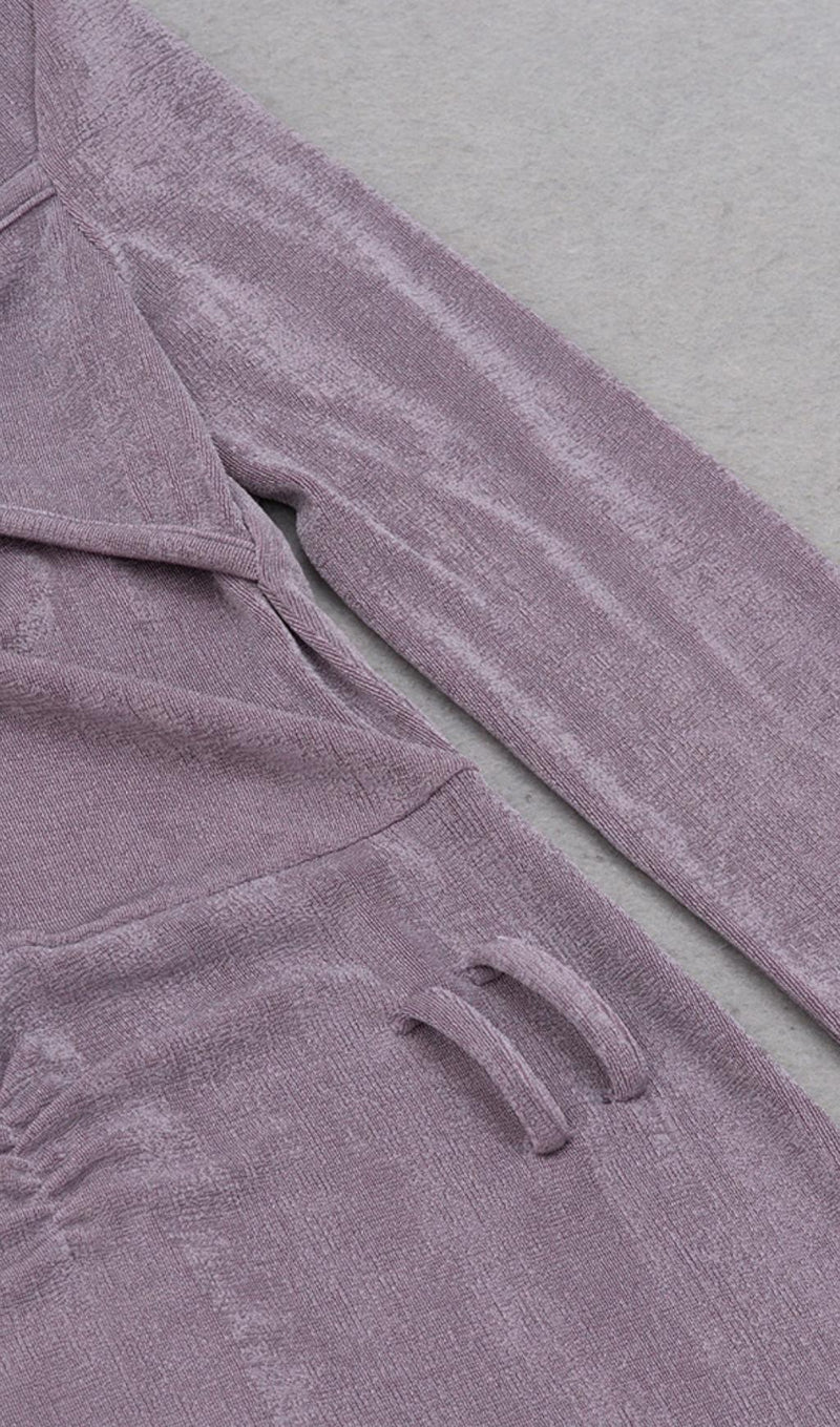 KNIT CUTOUT LONG SLEEVES MIDI DRESS IN PURPLE styleofcb 