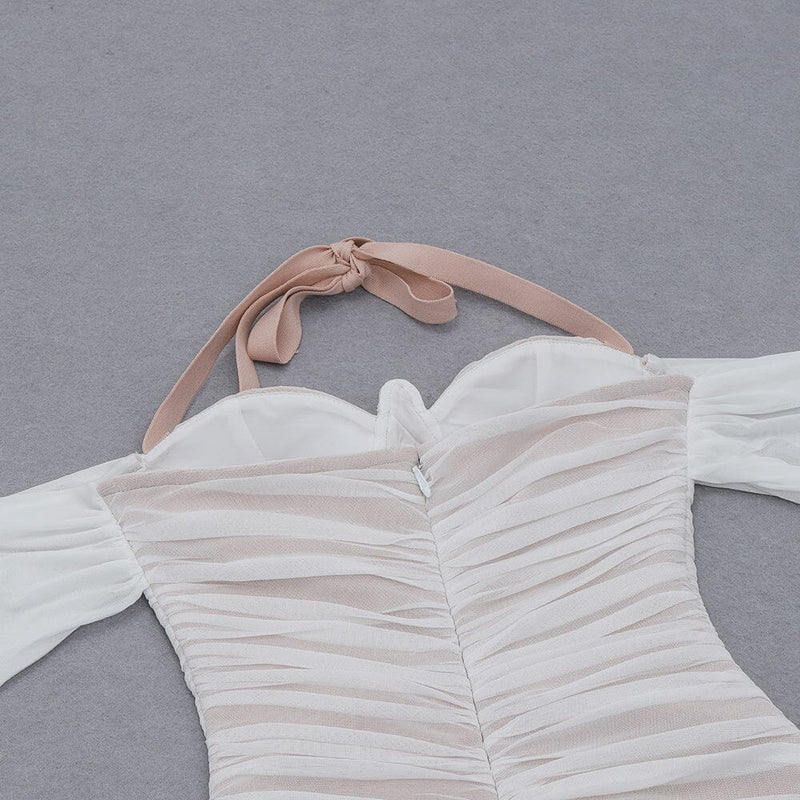 MESH HALTER BODYCON MINI DRESS styleofcb 