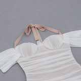 MESH HALTER BODYCON MINI DRESS styleofcb 