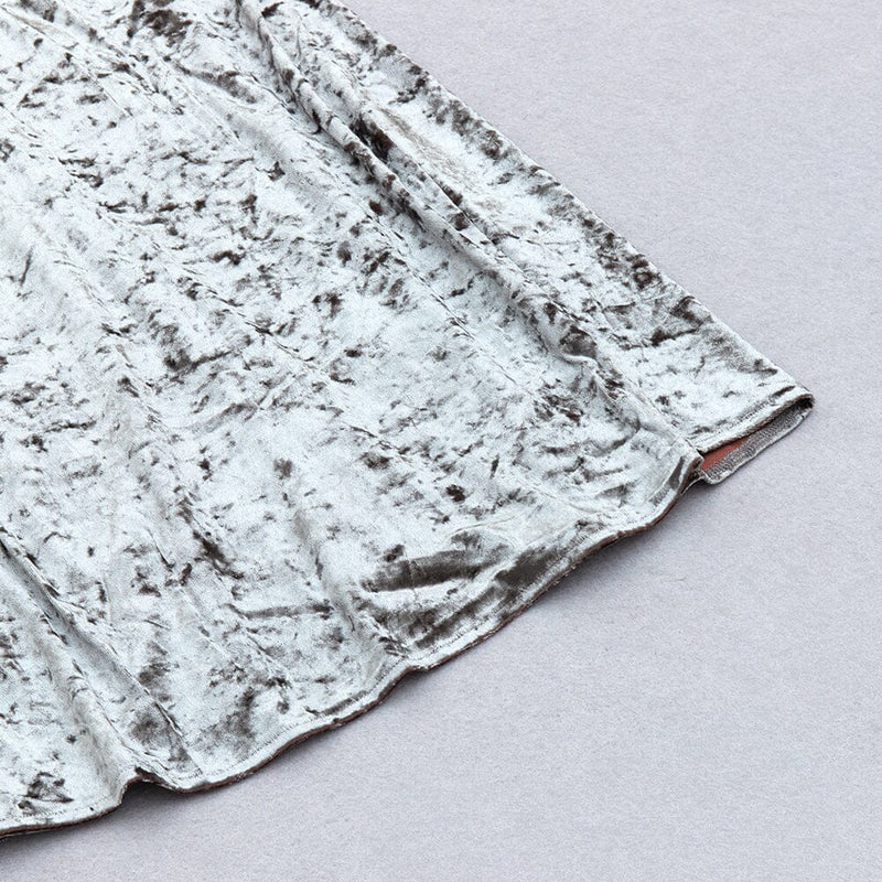 PERSPECTIVE VELVET BREAST TOP SUIT IN SILVER GRAY styleofcb 