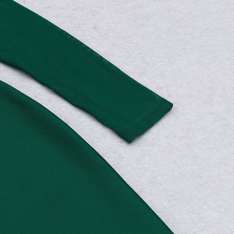 PERSPECTIVE GAUZE FISH BONE DRESS IN DARK GREEN styleofcb 