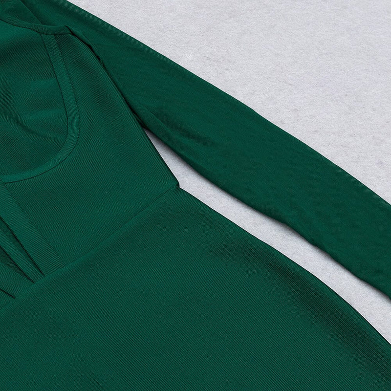 PERSPECTIVE GAUZE FISH BONE DRESS IN DARK GREEN styleofcb 