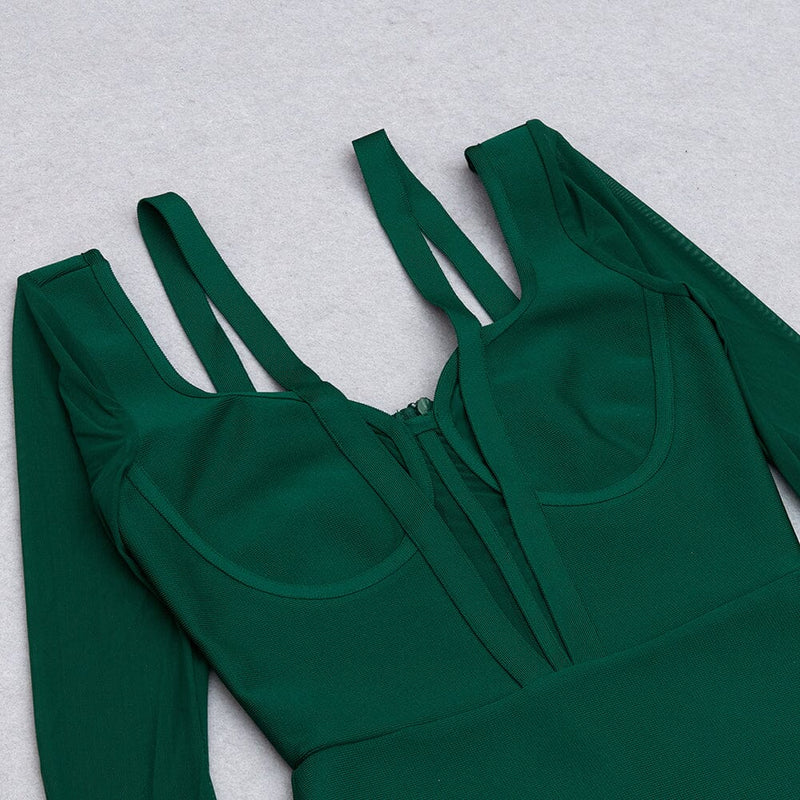 PERSPECTIVE GAUZE FISH BONE DRESS IN DARK GREEN styleofcb 