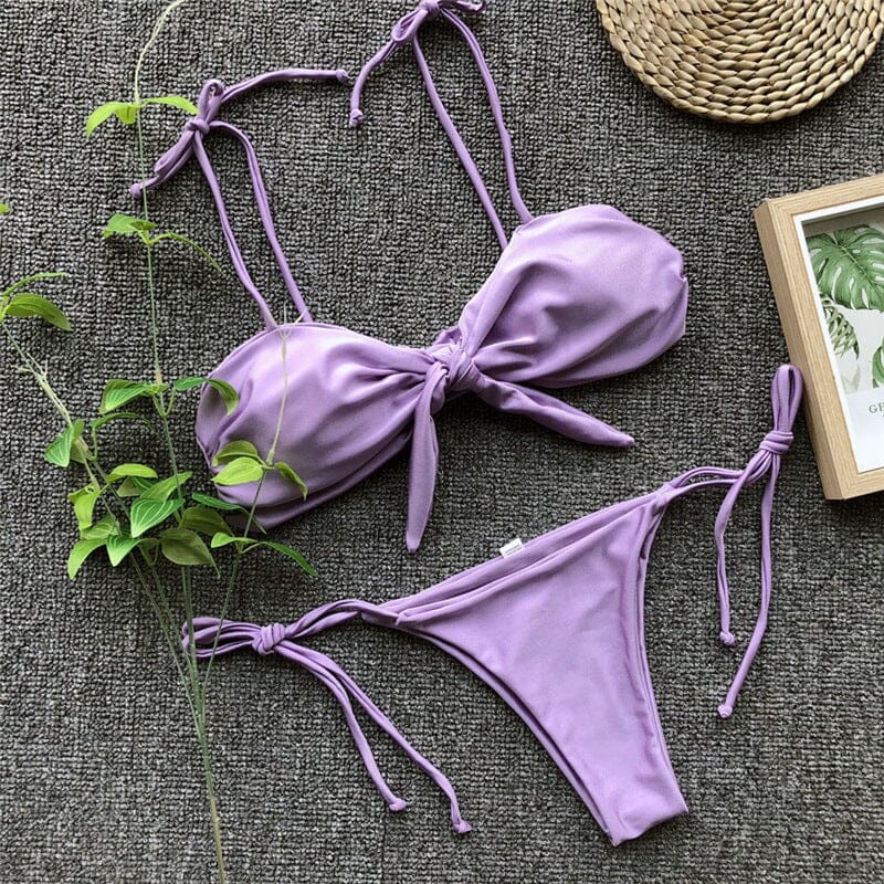 LACE UP BOWKNOT SWIMSUIT styleofcb 