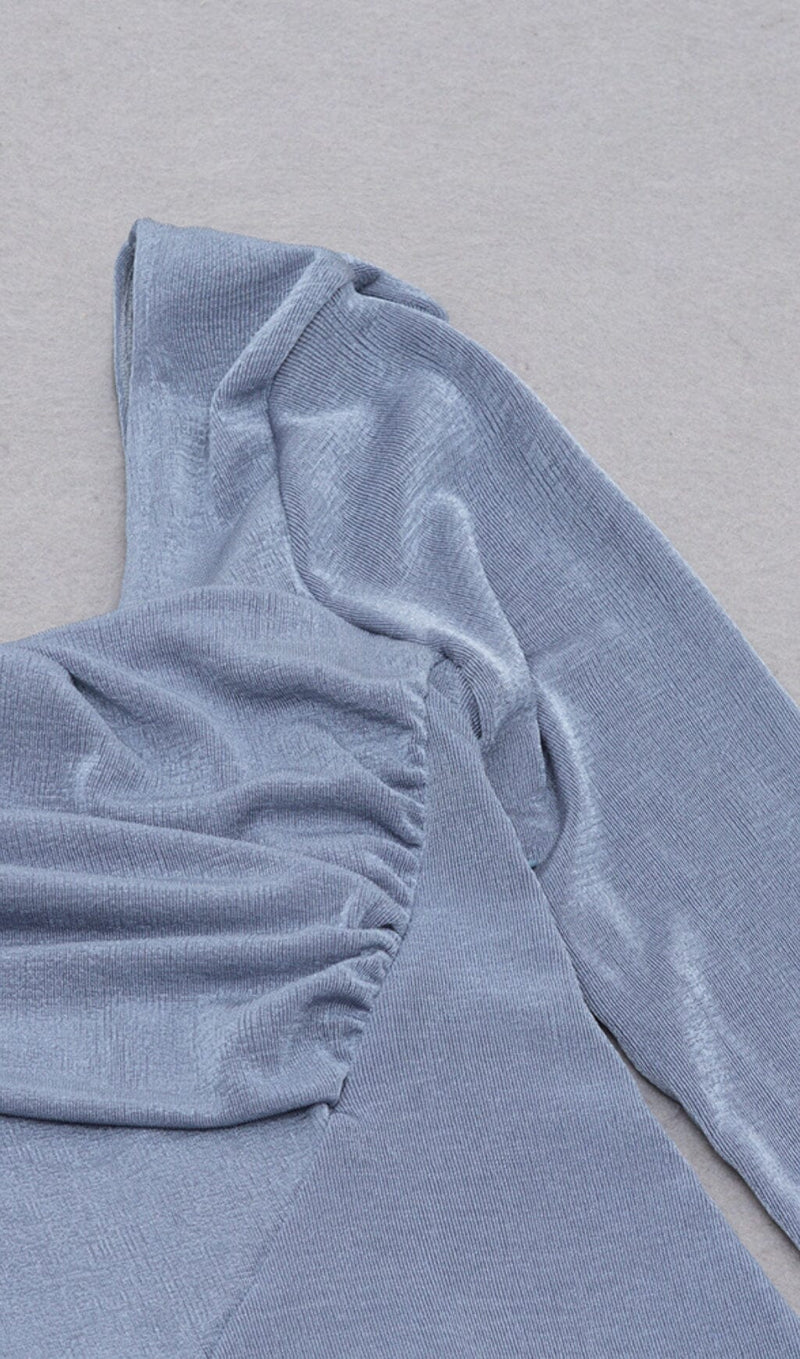GREY-BLUE OFF SHOULDER MIDI DRESS styleofcb 